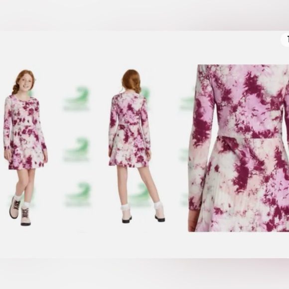 Art Class Tie Dye Girls Long Sleeve Dress. - Picture 2 of 4